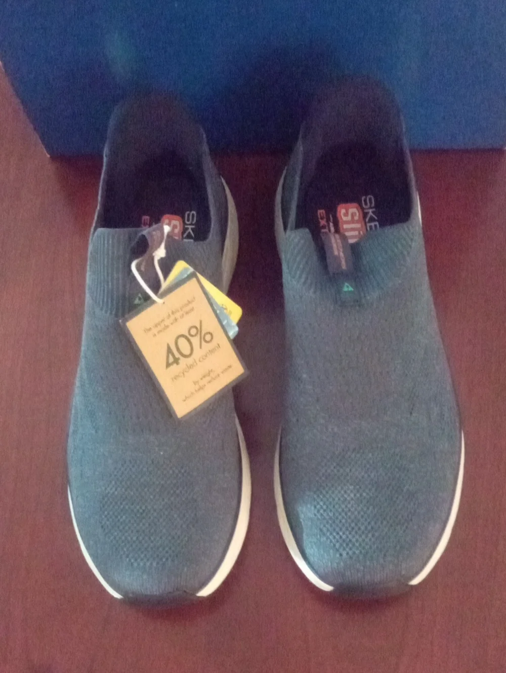 Skechers Men’s Slip-On Knit Sneakers in Deep Blue Sz 11 Extra Wide